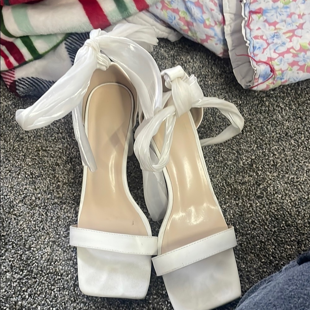 SHEIN White Strappy Heels